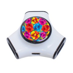 Neon Colored Floral Pattern 3-port Usb Hub by Bigfootshirtshop