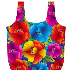 Neon Colored Floral Pattern Full Print Recycle Bags (l)  by Bigfootshirtshop