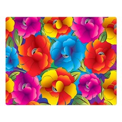 Neon Colored Floral Pattern Double Sided Flano Blanket (large)  by Bigfootshirtshop