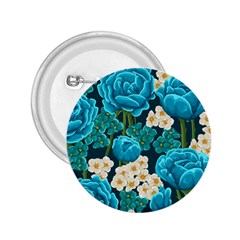 Light Blue Roses And Daisys 2 25  Buttons by Bigfootshirtshop