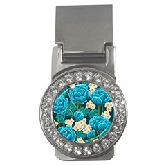 Light Blue Roses And Daisys Money Clips (cz)  by Bigfootshirtshop