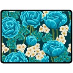 Light Blue Roses And Daisys Fleece Blanket (Large)  80 x60  Blanket Front