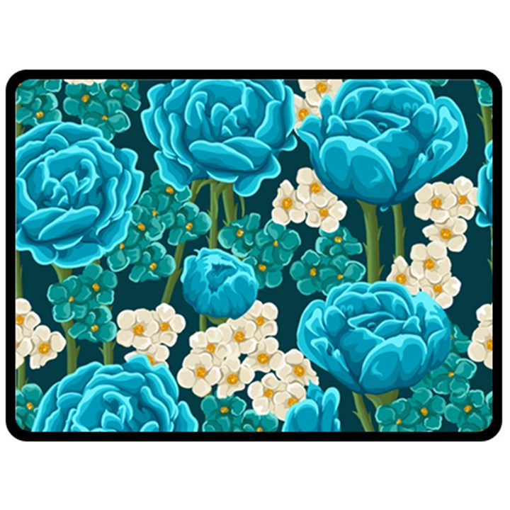 Light Blue Roses And Daisys Fleece Blanket (Large) 