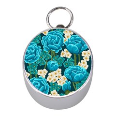 Light Blue Roses And Daisys Mini Silver Compasses by Bigfootshirtshop