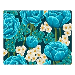 Light Blue Roses And Daisys Double Sided Flano Blanket (large)  by Bigfootshirtshop