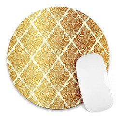 Vintage,gold,damask,floral,pattern,elegant,chic,beautiful,victorian,modern,trendy Round Mousepads by NouveauDesign