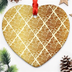 Vintage,gold,damask,floral,pattern,elegant,chic,beautiful,victorian,modern,trendy Ornament (heart) by NouveauDesign