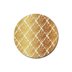 Vintage,gold,damask,floral,pattern,elegant,chic,beautiful,victorian,modern,trendy Rubber Coaster (round)  by NouveauDesign