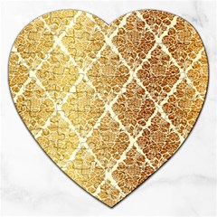 Vintage,gold,damask,floral,pattern,elegant,chic,beautiful,victorian,modern,trendy Jigsaw Puzzle (heart) by NouveauDesign