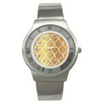 Vintage,gold,damask,floral,pattern,elegant,chic,beautiful,victorian,modern,trendy Stainless Steel Watch Front