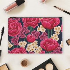 Pink Roses And Daisies Cosmetic Bag (large)  by Bigfootshirtshop