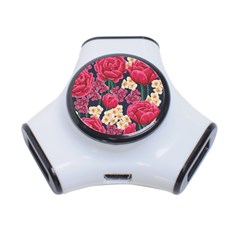 Pink Roses And Daisies 3-port Usb Hub by Bigfootshirtshop