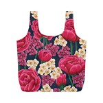 Pink Roses And Daisies Full Print Recycle Bags (M)  Front