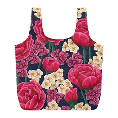 Pink Roses And Daisies Full Print Recycle Bags (l)  by Bigfootshirtshop