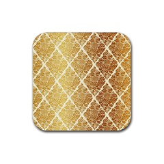 Vintage,gold,damask,floral,pattern,elegant,chic,beautiful,victorian,modern,trendy Rubber Coaster (square)  by NouveauDesign