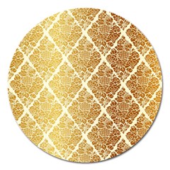 Vintage,gold,damask,floral,pattern,elegant,chic,beautiful,victorian,modern,trendy Magnet 5  (round) by NouveauDesign