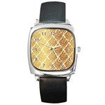 Vintage,gold,damask,floral,pattern,elegant,chic,beautiful,victorian,modern,trendy Square Metal Watch Front