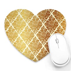 Vintage,gold,damask,floral,pattern,elegant,chic,beautiful,victorian,modern,trendy Heart Mousepads by NouveauDesign