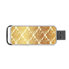 Vintage,gold,damask,floral,pattern,elegant,chic,beautiful,victorian,modern,trendy Portable Usb Flash (two Sides) by NouveauDesign