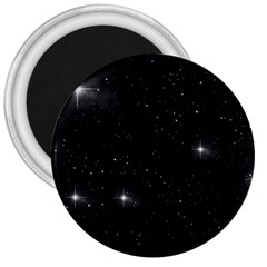 Starry Galaxy Night Black And White Stars 3  Magnets by yoursparklingshop