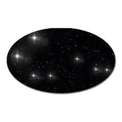 Starry Galaxy Night Black And White Stars Oval Magnet by yoursparklingshop