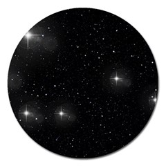 Starry Galaxy Night Black And White Stars Magnet 5  (round) by yoursparklingshop