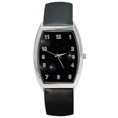 Starry Galaxy Night Black And White Stars Barrel Style Metal Watch by yoursparklingshop