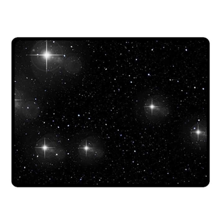 Starry Galaxy Night Black and White Stars Fleece Blanket (Small)