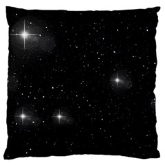 Starry Galaxy Night Black And White Stars Large Flano Cushion Case (two Sides) by yoursparklingshop