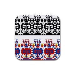 Bulgarian Folk Art Folk Art Rubber Square Coaster (4 Pack)  by Celenk