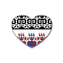 Bulgarian Folk Art Folk Art Rubber Coaster (heart)  by Celenk