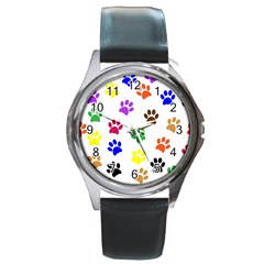 Pawprints Paw Prints Paw Animal Round Metal Watch by Celenk