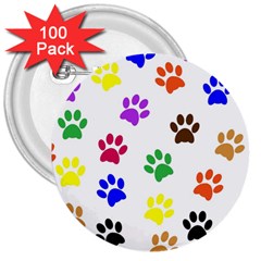 Pawprints Paw Prints Paw Animal 3  Buttons (100 Pack)  by Celenk