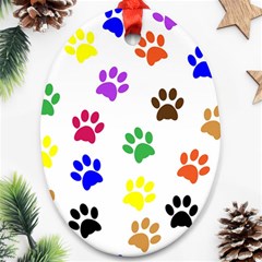 Pawprints Paw Prints Paw Animal Oval Ornament (two Sides) by Celenk