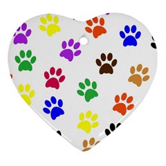 Pawprints Paw Prints Paw Animal Heart Ornament (two Sides) by Celenk