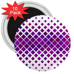 Pattern Square Purple Horizontal 3  Magnets (10 Pack)  by Celenk