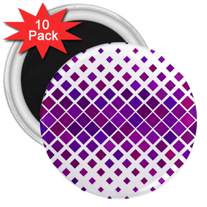 Pattern Square Purple Horizontal 3  Magnets (10 pack) 