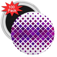 Pattern Square Purple Horizontal 3  Magnets (100 Pack) by Celenk