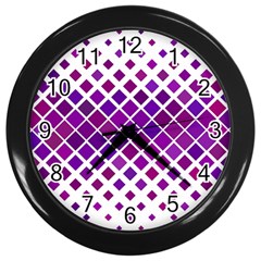 Pattern Square Purple Horizontal Wall Clocks (black) by Celenk