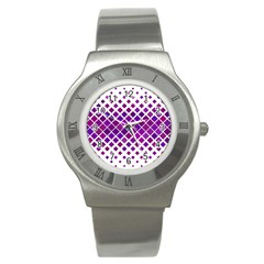 Pattern Square Purple Horizontal Stainless Steel Watch by Celenk