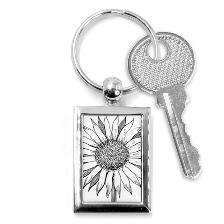 Sunflower Flower Line Art Summer Key Chains (Rectangle) 