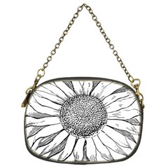 Sunflower Flower Line Art Summer Chain Purses (two Sides)  by Celenk