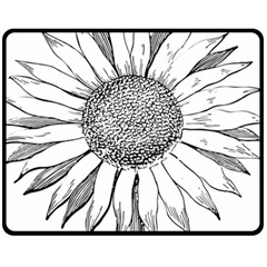 Sunflower Flower Line Art Summer Fleece Blanket (medium)  by Celenk