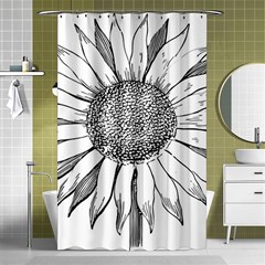 Sunflower Flower Line Art Summer Shower Curtain 48  X 72  (small)  by Celenk