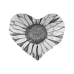 Sunflower Flower Line Art Summer Standard 16  Premium Heart Shape Cushions by Celenk