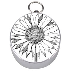 Sunflower Flower Line Art Summer Silver Compasses by Celenk