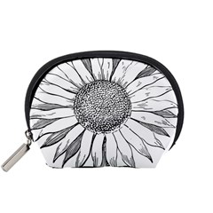 Sunflower Flower Line Art Summer Accessory Pouches (small)  by Celenk