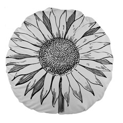 Sunflower Flower Line Art Summer Large 18  Premium Flano Round Cushions by Celenk