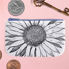 Sunflower Flower Line Art Summer Large Coin Purse by Celenk