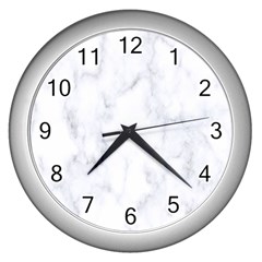 Marble Texture White Pattern Wall Clocks (Silver) 